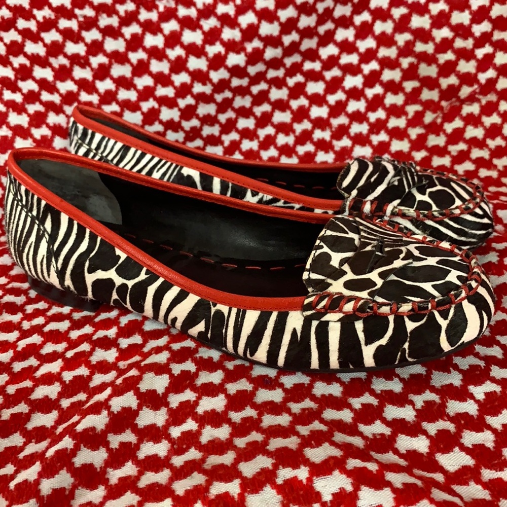 Nine West Leather Fur Eye Popper Slip-On Loafers